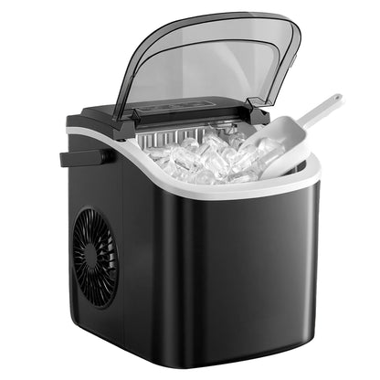 Black Portable Ice Maker with Self-Cleaning Function