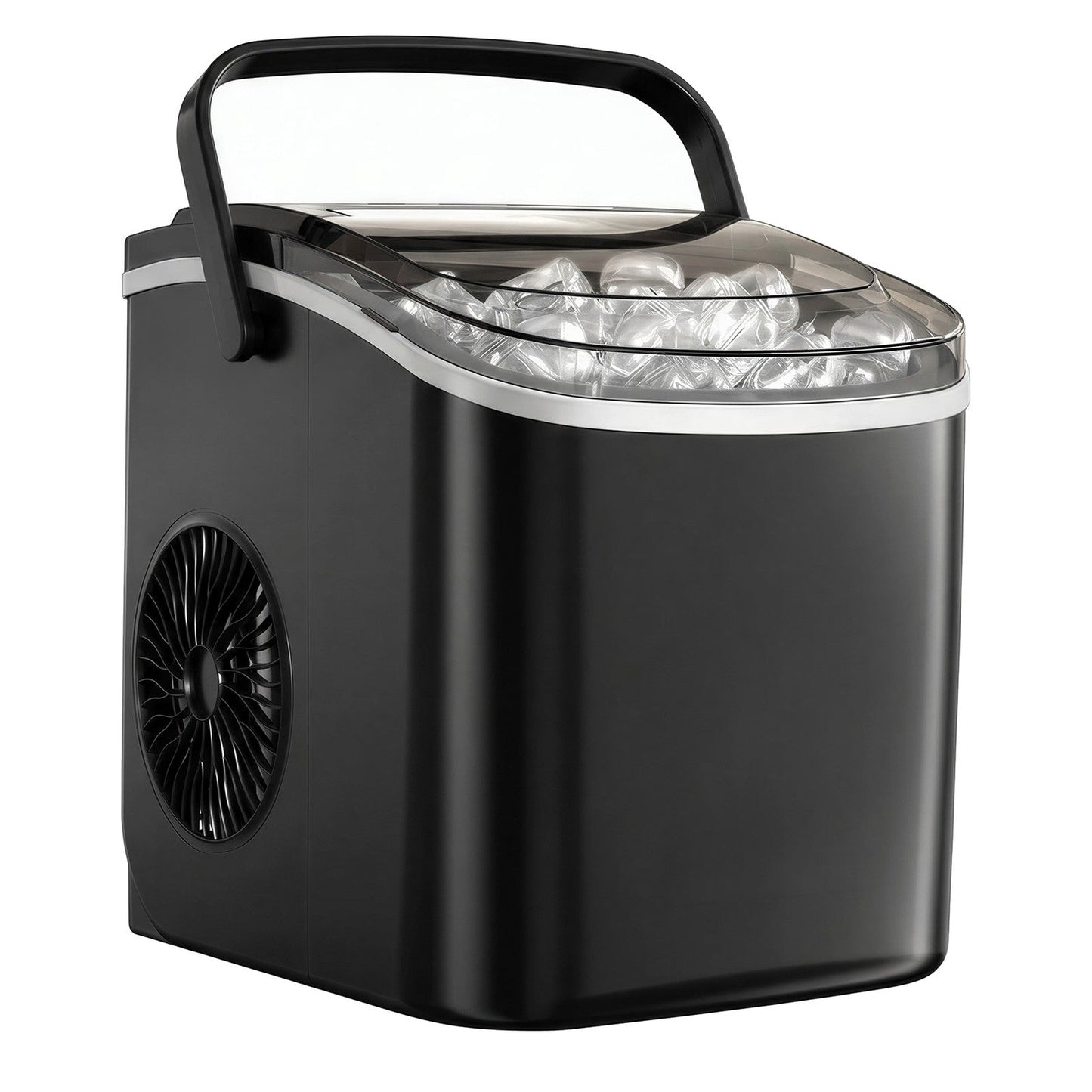 Black Portable Ice Maker with Self-Cleaning Function
