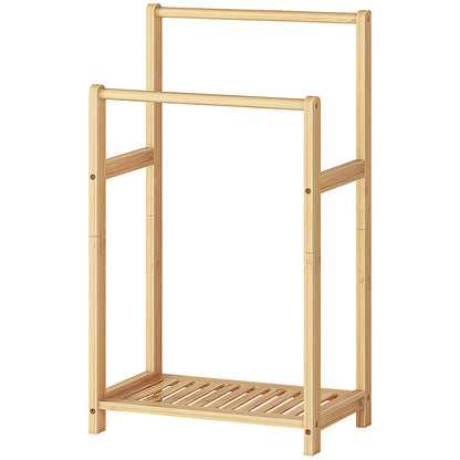 freestanding towel rack for bathroom with Storage - natural color - HWLEXTRA 