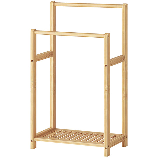 freestanding towel rack for bathroom with Storage - natural color - HWLEXTRA 
