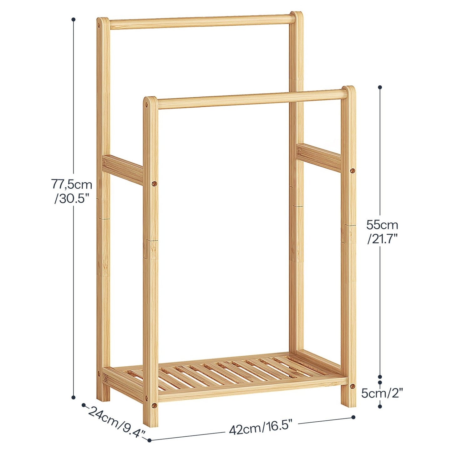 freestanding towel rack for bathroom with Storage - natural color - HWLEXTRA 