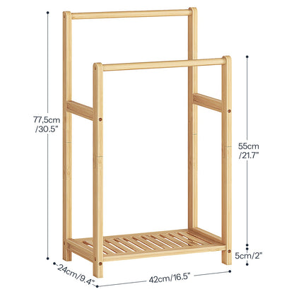 freestanding towel rack for bathroom with Storage - natural color - HWLEXTRA 