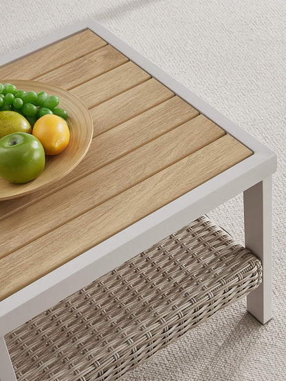 Sencillo Collection - Outdoor Steel Side Table, Bone Color
