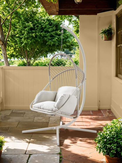 Sencillo Collection -Outdoor Steel Egg Chair, Bone Color