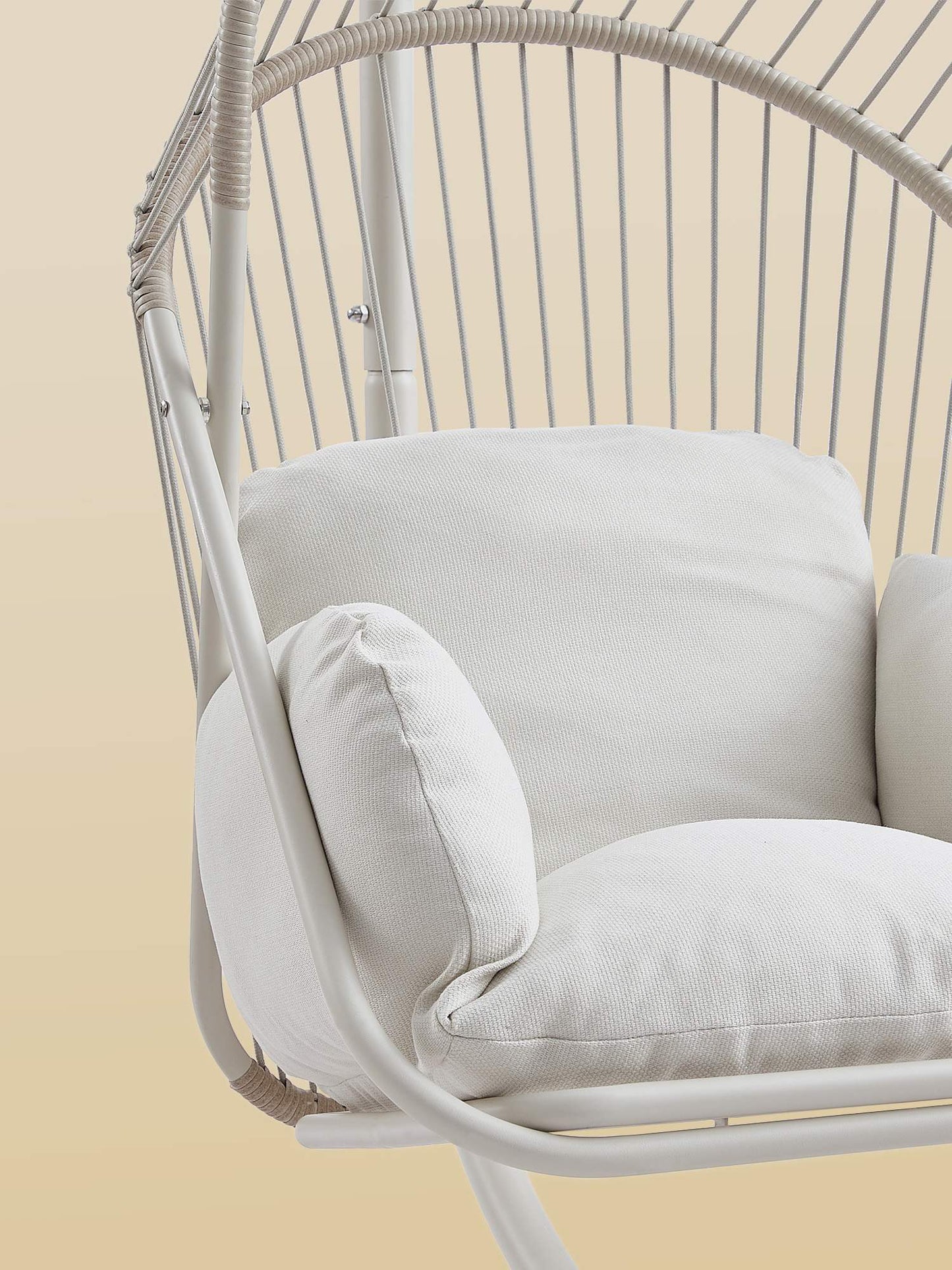 Sencillo Collection -Outdoor Steel Egg Chair, Bone Color