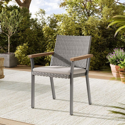 Sencillo Collection - Dining Chair with Faux Wood Armrests