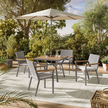 Sencillo Collection - Dining Chair with Faux Wood Armrests