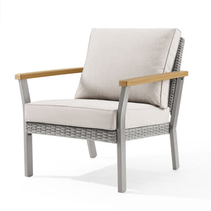 Sencillo Collection - Lounge Chair with Faux Wood Armrests