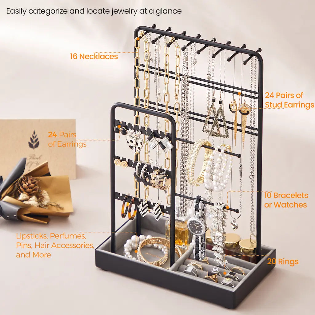 Jewelry Holder, Jewelry Organizer, Jewelry Display Stand with Metal Frame - image 11