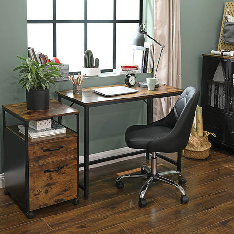 Industrial Brown 39 Inches Computer Desk for Office - HWLEXTRA