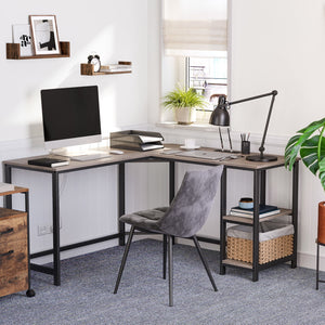 Space Saving Corner Computer Desk Greige - HWLEXTRA