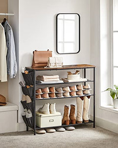 5-Tier Shoe Rack, Narrow Shoe Organizer, for Closet Entryway, with 4 Fabric Shelves and Top