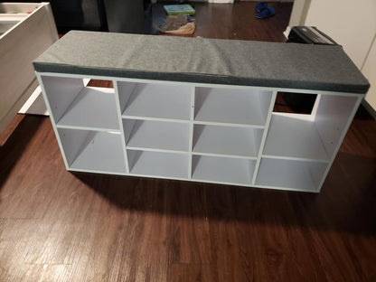 Cubbie Shoe Cabinet Storage Bench with Cushion, Adjustable Shelves, Holds up to 440lb