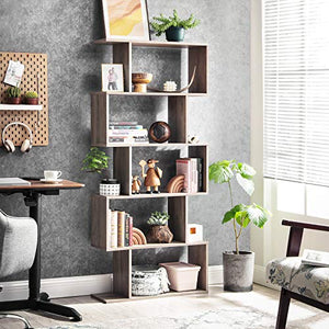 Bookshelf, Bookcase and Display Shelf, 5-Tier Bookshelf, Greige