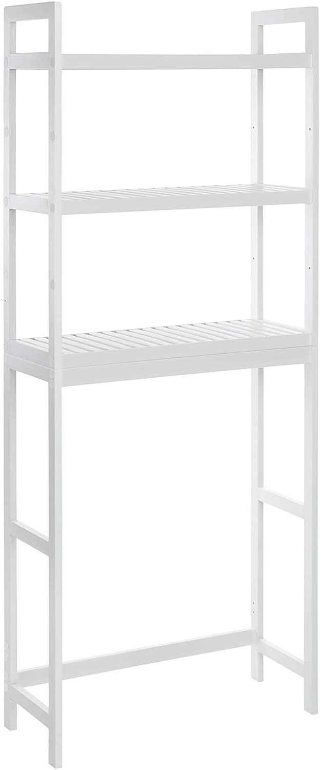 Over-the-Toilet Storage, 3-Tier Bamboo Bathroom Organizer with Adjustable Shelves, Multifunctional Toilet Rack - HWLEXTRA 