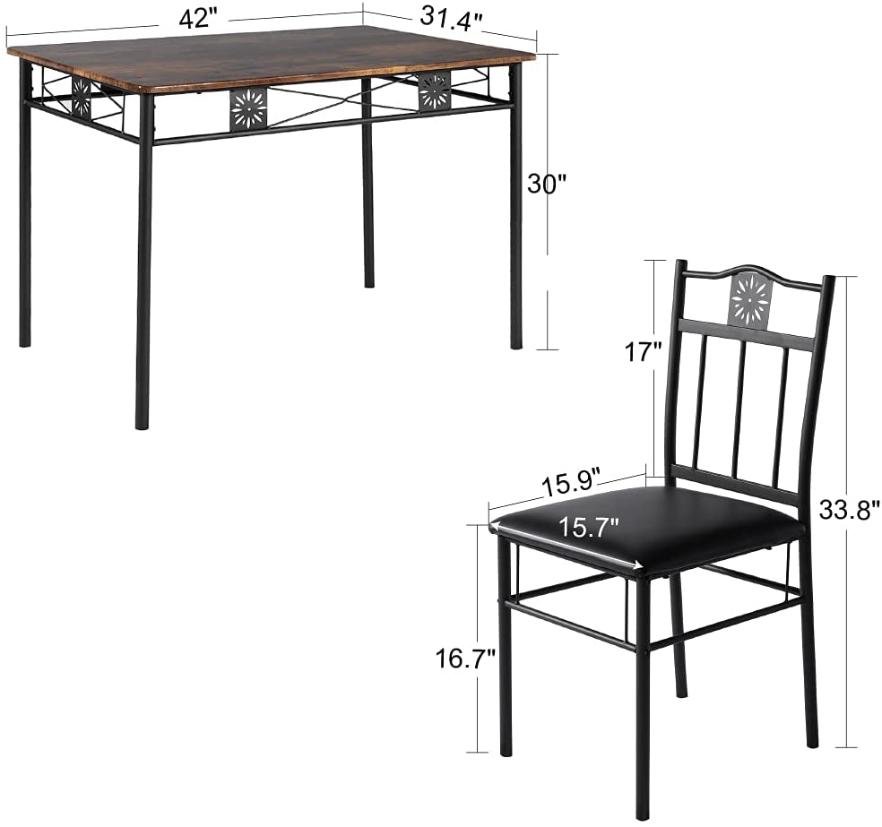 Glass top Dining Table with 4 Chairs [4 Placemats Included-] Silver X-Large