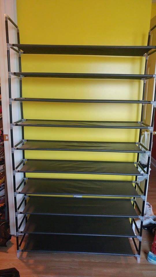 10 Tiers Shoe Rack 50 Pairs Non-Woven Fabric Shoe Tower Organizer Cabinet Black 39.4" x 11.1" x 68.9" - HWLEXTRA 