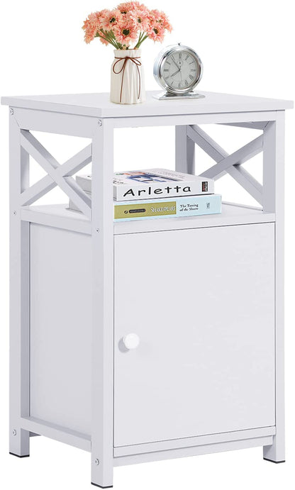 Versatile Nightstands X-Design Side End Table Night Stand Storage Shelf with Bin Drawer