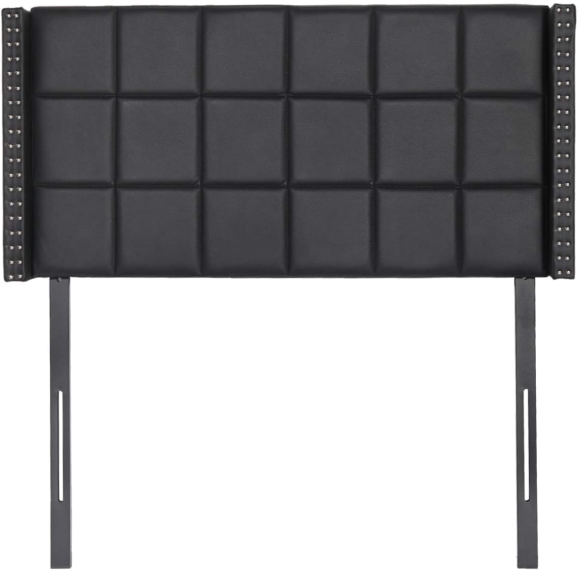 Upholstered Height Adjustable Headboard with Decorative Nailhead Trim, 49.3''