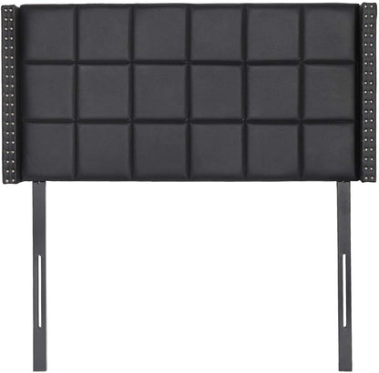 Upholstered Height Adjustable Headboard with Decorative Nailhead Trim, 49.3''
