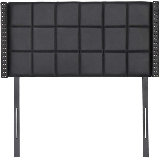 Upholstered Height Adjustable Headboard with Decorative Nailhead Trim, 49.3''