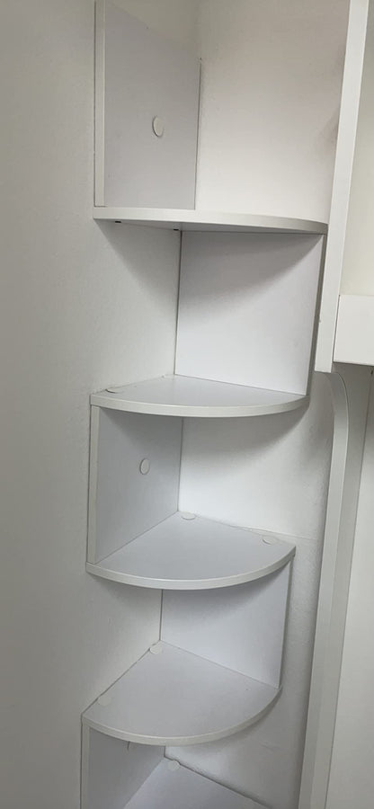 Corner Shelf, 5-Tier Floating Wall Shelf with Zigzag Design, Bookshelf, White - HWLEXTRA 
