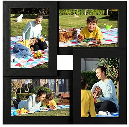 Collage Picture Frames, for four 4 x 6 Inches Photos, Photo Frame with Glass Front, Wood Grain, Wall-Mounted - HWLEXTRA 