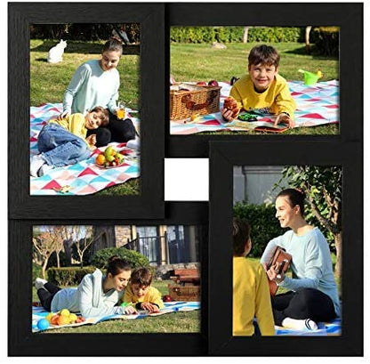 Collage Picture Frames, for four 4 x 6 Inches Photos, Photo Frame with Glass Front, Wood Grain, Wall-Mounted - HWLEXTRA 