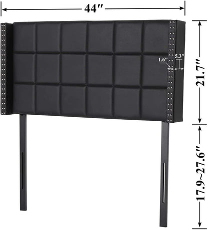 Upholstered Height Adjustable Headboard with Decorative Nailhead Trim, 49.3''