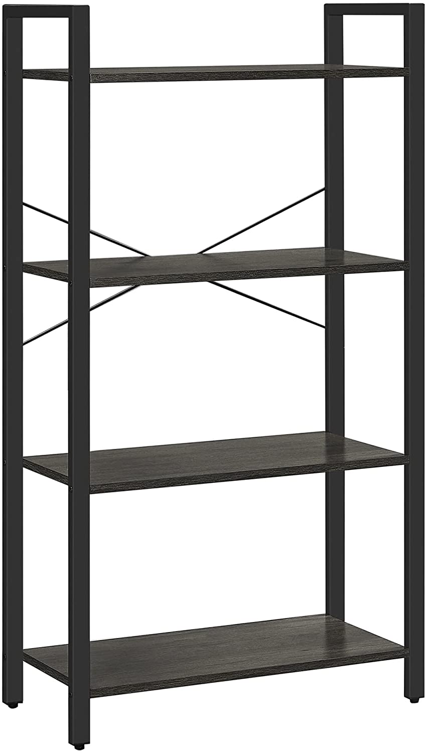 Bookshelf, 4-Tier Bookcase, Living Room Standing Unit Shelf - HWLEXTRA 