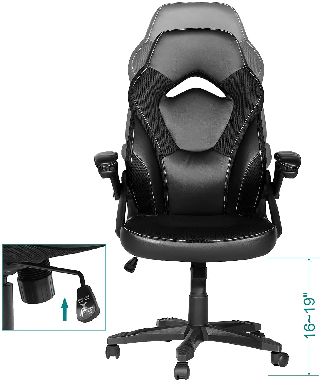 Gaming Racing Ergonomic High-Back Computer Chair, Adjustable Seat Height, Flip Up Arms