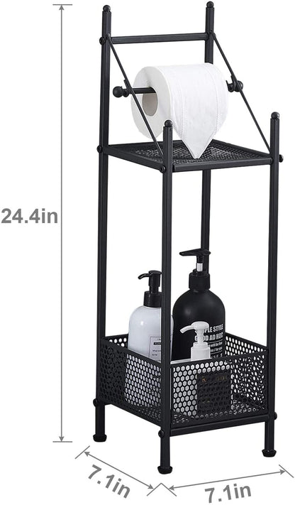 2-Tier Bathroom Toilet Paper Shelves, Towel Rack with Towel Bar