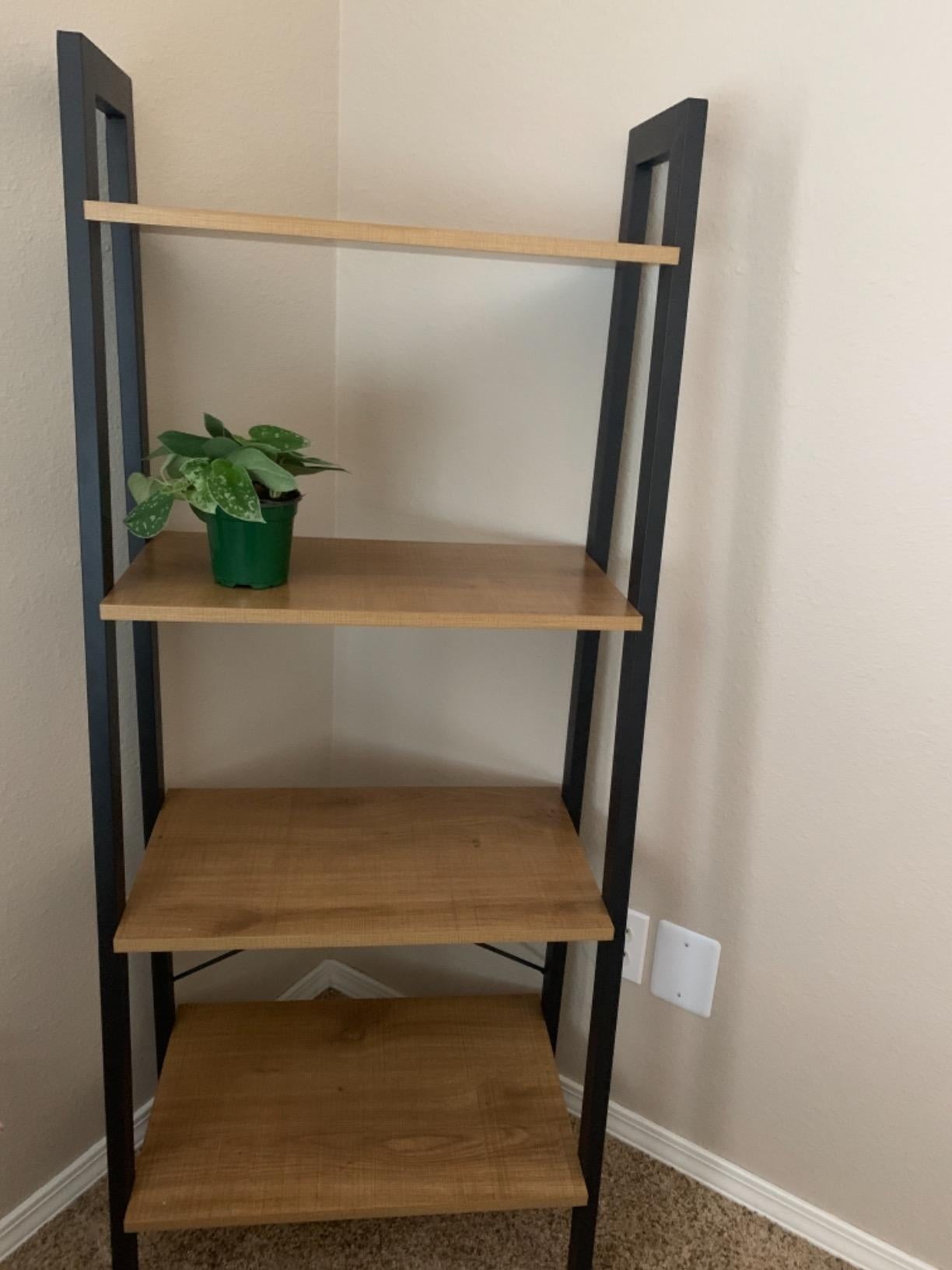 Charcoal Gray & Black 4-Tier Ladder Bookshelf - HWLEXTRA