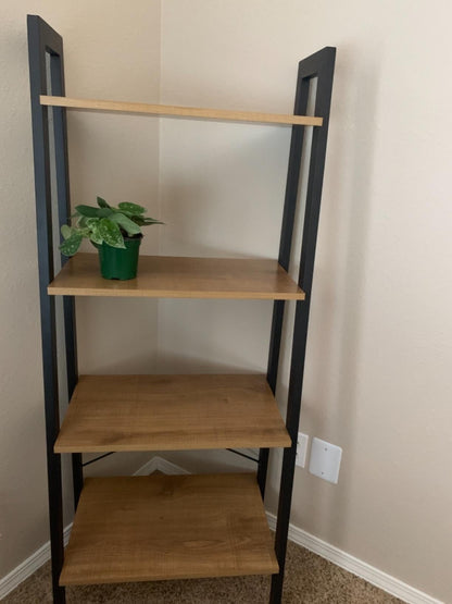Charcoal Gray & Black 4-Tier Ladder Bookshelf - HWLEXTRA