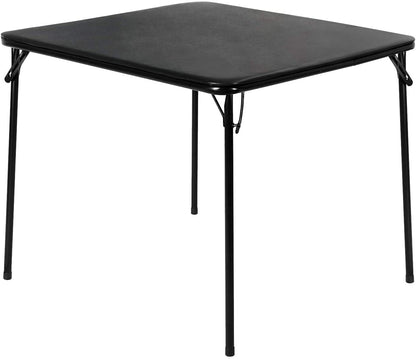 Portable Folding Card Table Square with Collapsible Legs & Vinyl Upholstery, Black