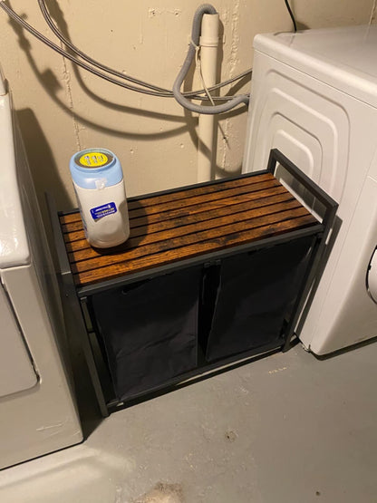 Laundry Hamper, Laundry Basket, Laundry Sorter with Top Shelf and Pull-Out Bags, Metal Frame