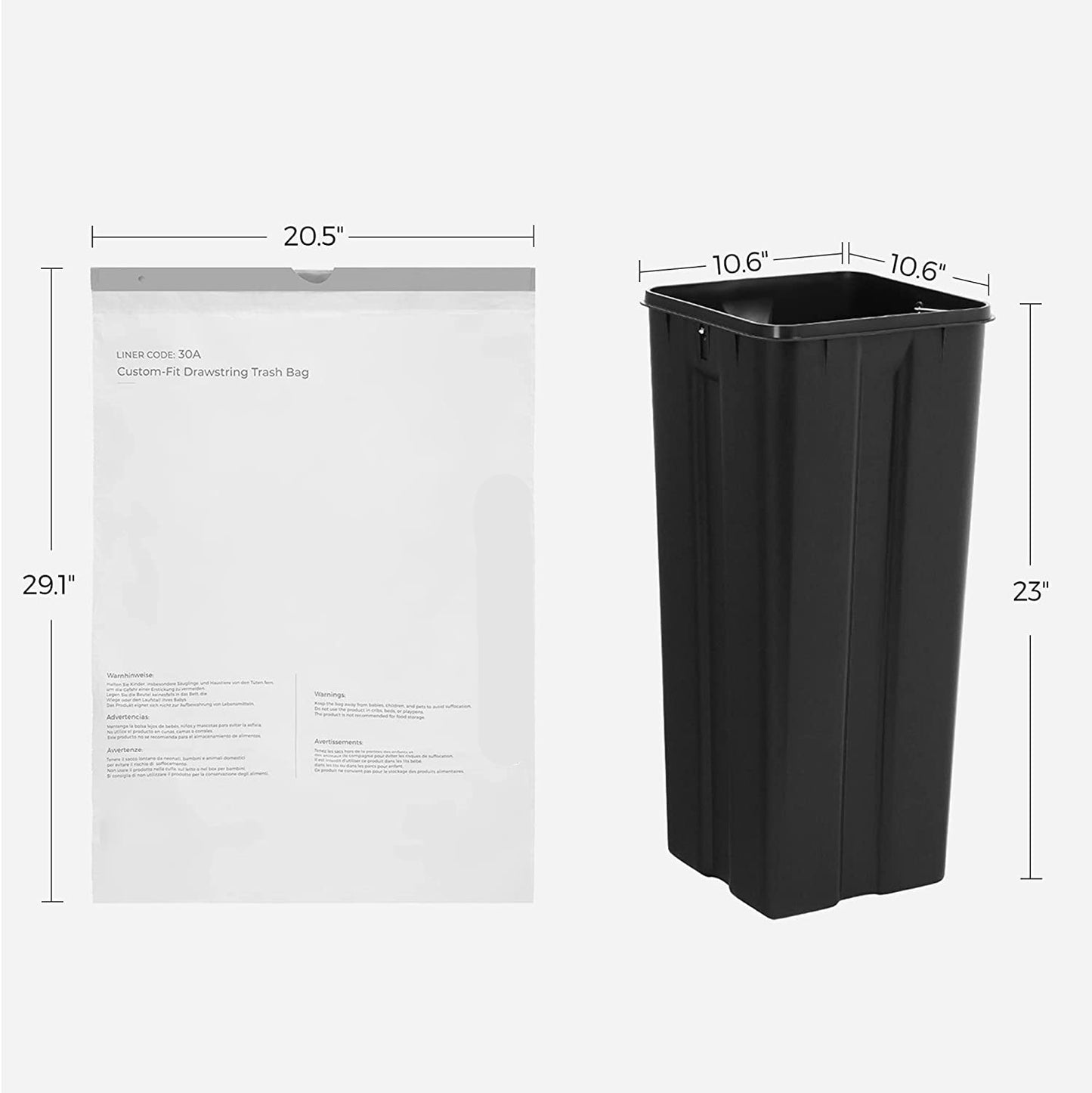 Drawstring Trash Bags, Custom-Fit, 8.5 Gallon Garbage Bags for 16 Gallon Dual Trash Can