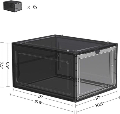 Set of 6 White Plastic Shoe Boxes - HWLEXTRA