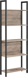 Industrial Rustic Brown & Black 5-Tier Bookshelf - HWLEXTRA