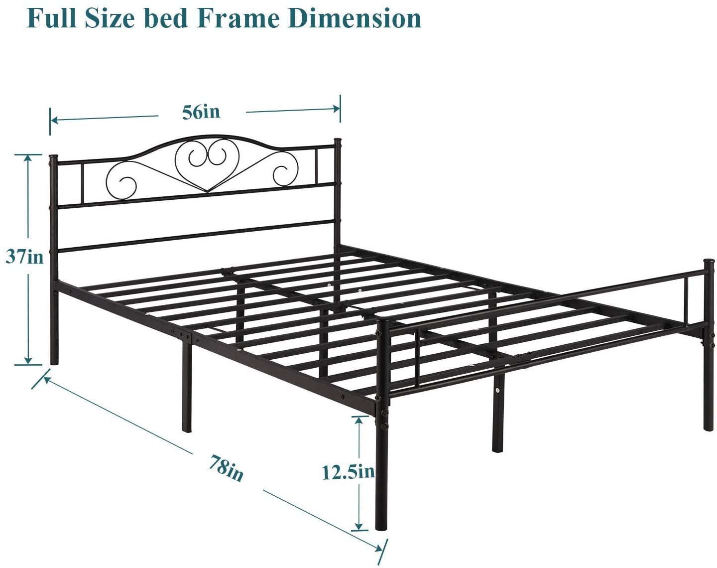 Metal Platform Mattress Foundation, Decorative Headboard & Footboard