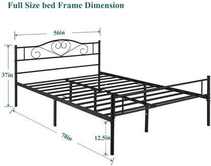 Metal Platform Mattress Foundation, Decorative Headboard & Footboard