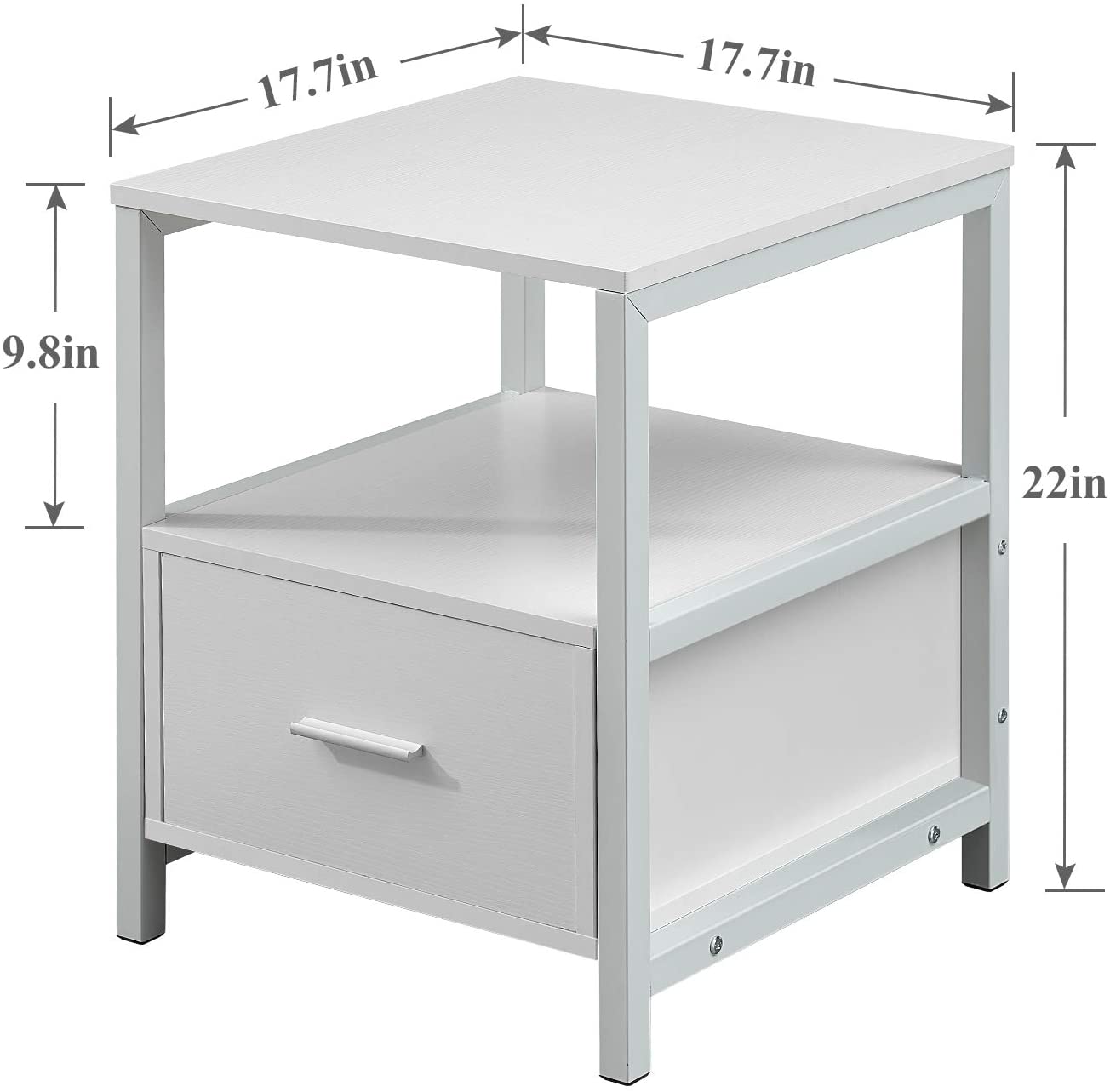 Modern Nightstand with Drawer Square End, Side Table
