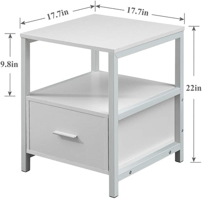 Modern Nightstand with Drawer Square End, Side Table