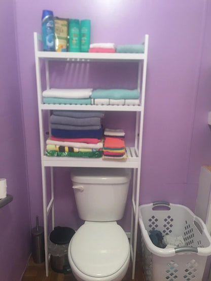 Over-the-Toilet Storage, 3-Tier Bamboo Bathroom Organizer with Adjustable Shelves, Multifunctional Toilet Rack - HWLEXTRA 