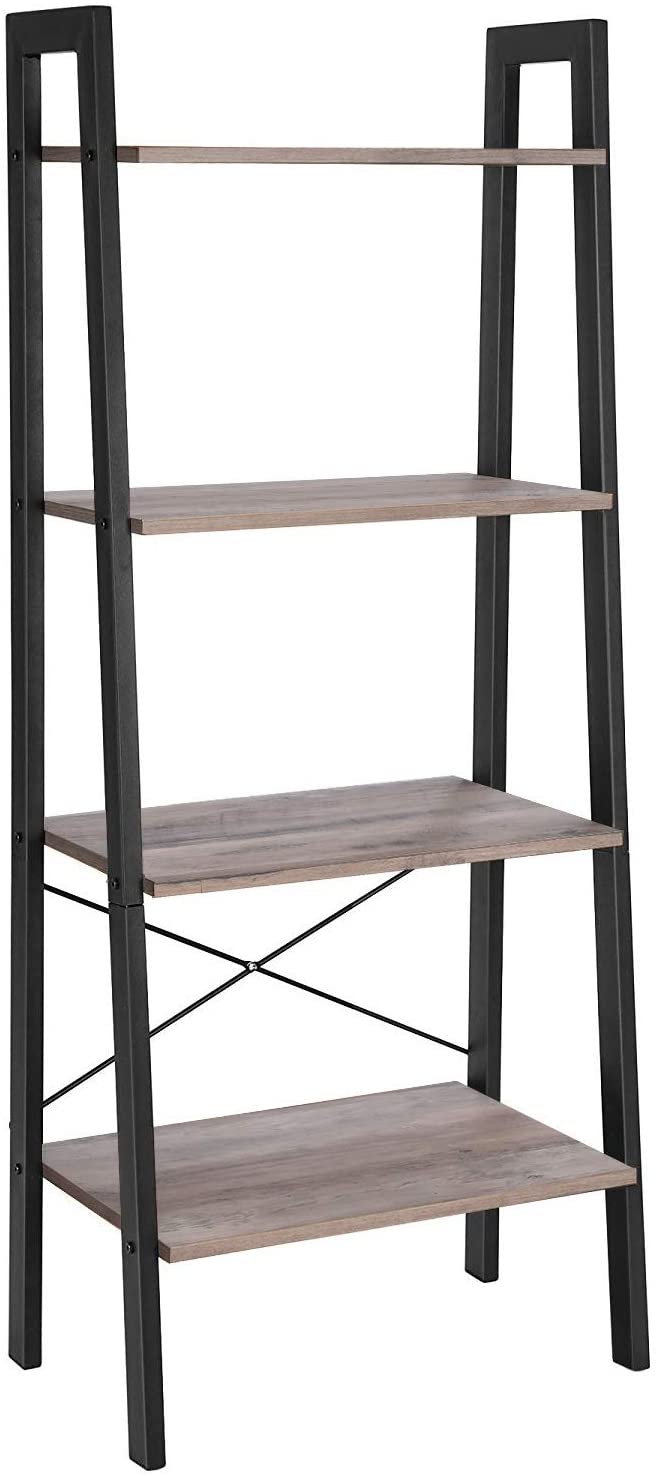 Ladder Shelf, 4-Tier Bookshelf, Free Standing Storage Shelves - HWLEXTRA 