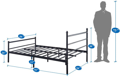 Full Size Metal Bed Frame Platform Mattress Foundation/Box Spring Replacement with Headboard