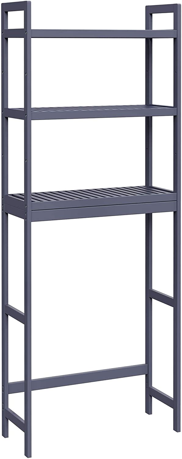 Over-the-Toilet Storage, 3-Tier Bamboo Bathroom Organizer with Adjustable Shelves, Multifunctional Toilet Rack - HWLEXTRA 