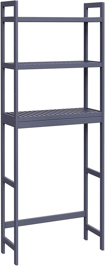 Over-the-Toilet Storage, 3-Tier Bamboo Bathroom Organizer with Adjustable Shelves, Multifunctional Toilet Rack - HWLEXTRA 