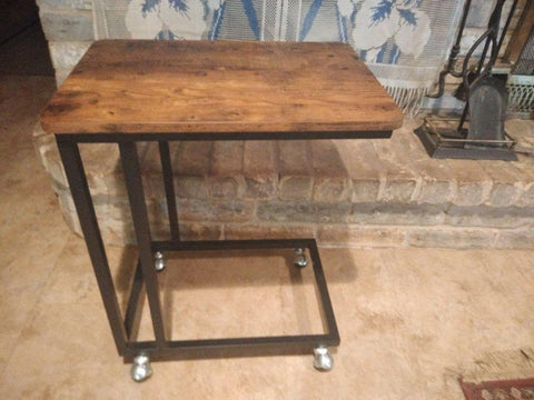 End Table, Side Table, C Shaped End Table with Metal Frame - HWLEXTRA 