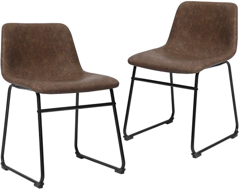 Set of 2 Mid-Century Modern Kitchen Chairs with Backrest , Metal Legs